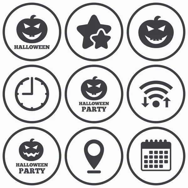 Halloween party ikony. Dynia symbol. — Wektor stockowy