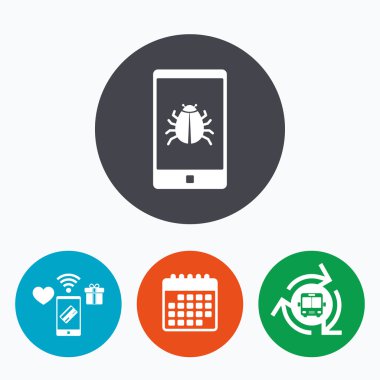 Smartphone virüs işareti simgesi. 