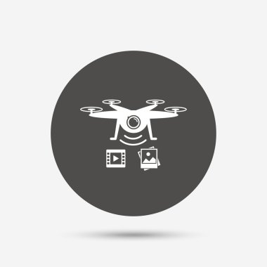 Drone simgesi. Quadrocopter video kamera ile.