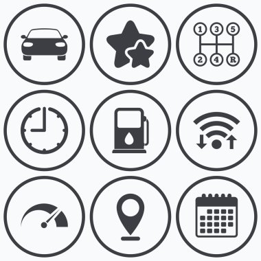 Taşıma simgeler. Takometre ve benzin istasyonu.