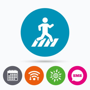 Yaya geçidi simgesi. Sokak tabelası geçiş.