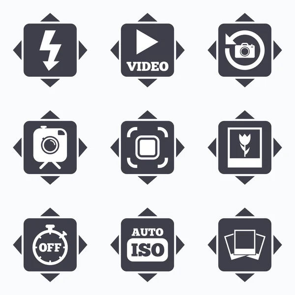 Fotos, iconos de vídeo . — Vector de stock