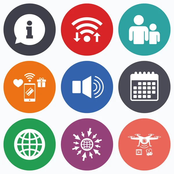 Bilgi işareti ve grup. İletişim simgeleri.