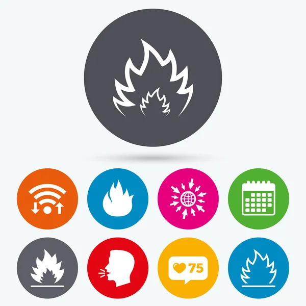 Fire flame icons. Heat signs. — Stock Vector