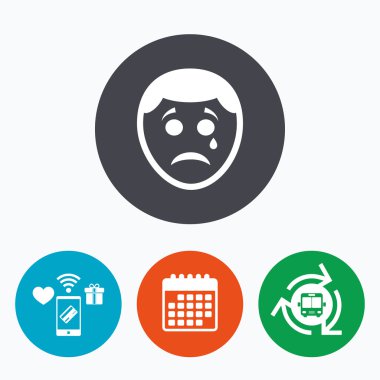 Gözyaşı işareti ile üzgün yüz 