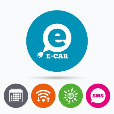 Elektrikli otomobil işareti simgesi.  