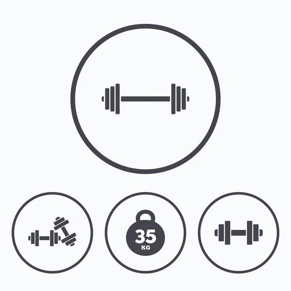 Icônes d'haltères. Symboles sportifs fitness . — Image vectorielle