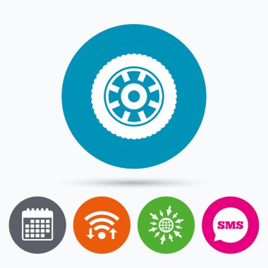 araba tekerlek işareti simgesi.  