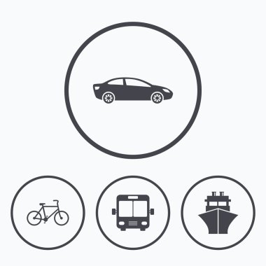 Taşıma simgeler. Araba, Bisiklet, otobüs  