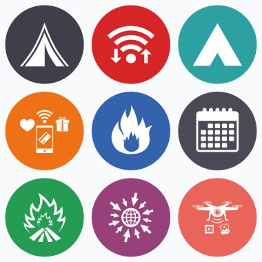 Turist kamp çadır işaretleri.  