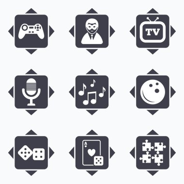 Eğlence simgeler. Oyun, bowling ve bulmaca.