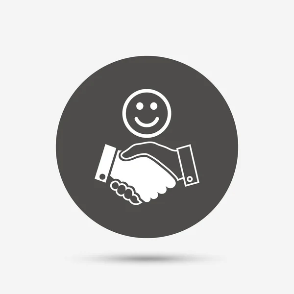 Smile handshake sign icon. — Stock Vector