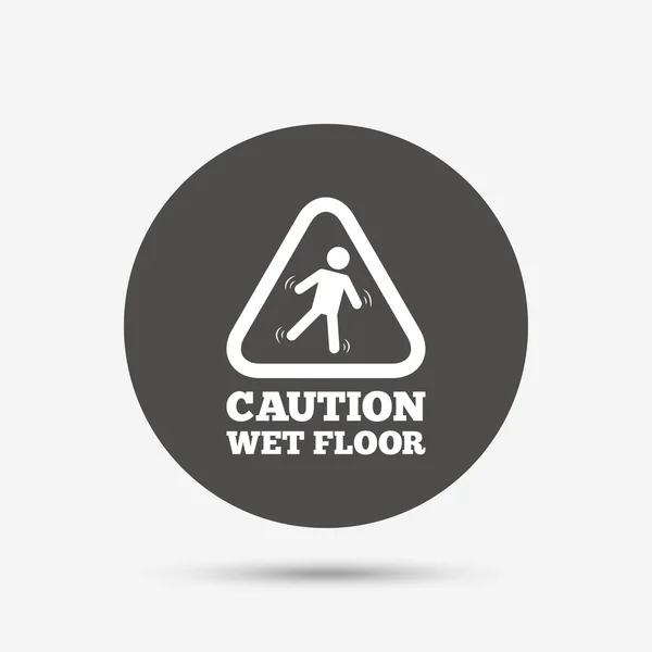 Precaución icono suelo mojado . — Vector de stock