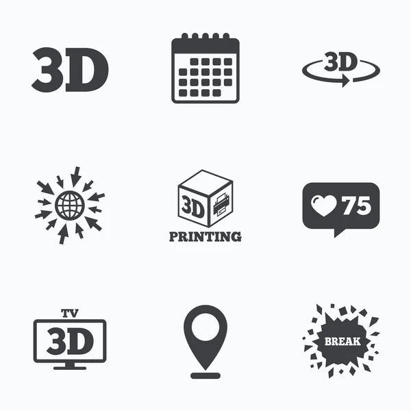 Symbole der 3D-Technologie. — Stockvektor
