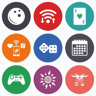 Bowling ve casino işaretleri.  