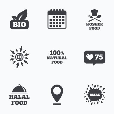 Doğal biyo gıda simgeler.  