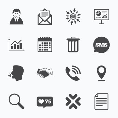 Office, belgeler ve iş simgeleri.