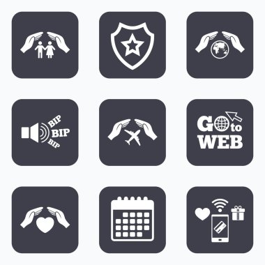 Eller sigorta simgeler. İnsan hayat sigortası.