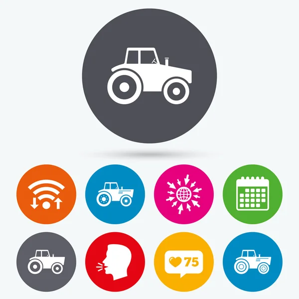 Traktor ikoner. Jordbruksindustrin transport. — Stock vektor