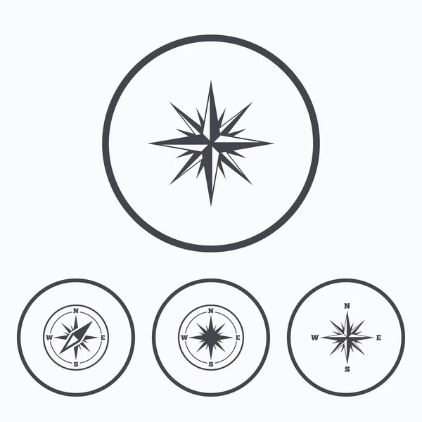 Icônes de navigation Windrose. Symboles boussole . — Image vectorielle