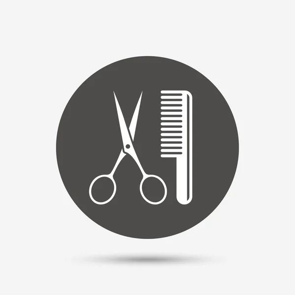 Peinar el cabello con tijeras signo — Vector de stock