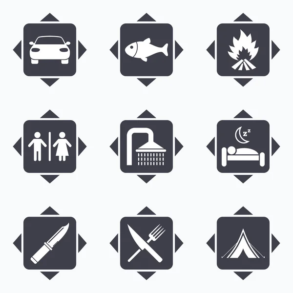 Hiking iconos de viaje . — Vector de stock