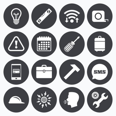 Onarım, inşaat simgeler. Mühendislik işaretleri.