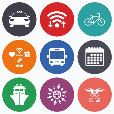 Taşıma simgeler. Taksi Araba, Bisiklet 