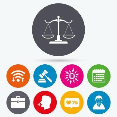 Adalet simgesinin ölçekler. 