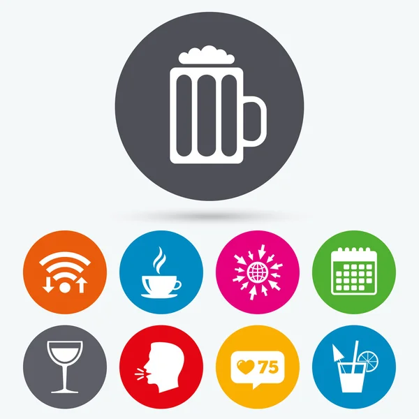 Drinks signs. glass of beer icons. — Stock Vector