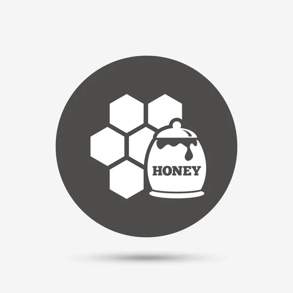 Honing in pot en honingraat teken pictogram. — Stockvector