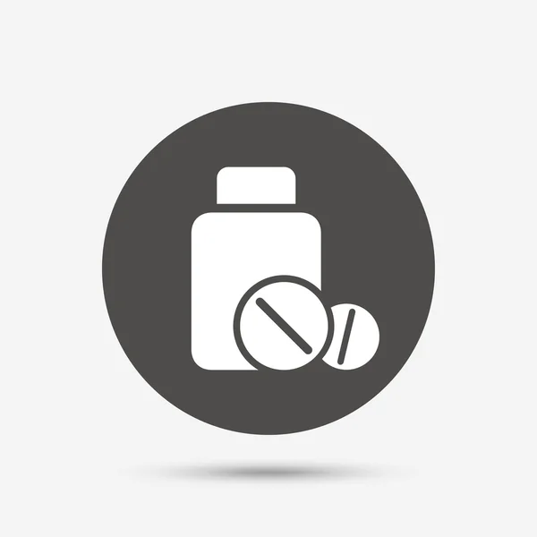 Comprimés médicaux bouteille signe — Image vectorielle