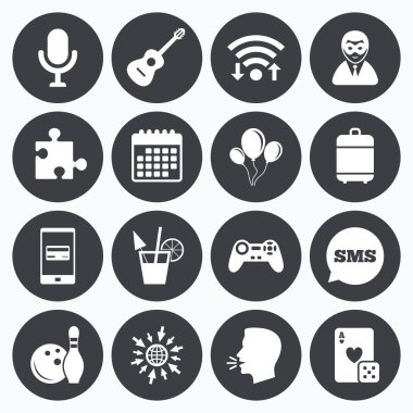 Oyun, bowling ve bulmaca simgeler. Eğlence.