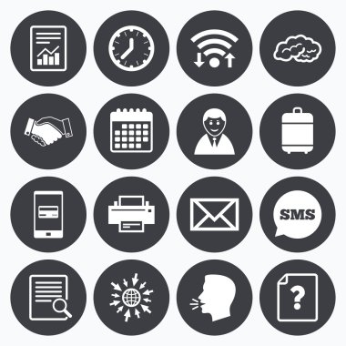 Office, belgeler ve iş simgeleri.