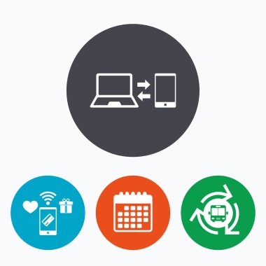 Eşitleme simgesi. notebook ile smartphone.