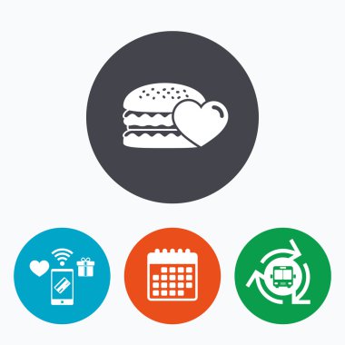 Hamburger simgesi. Burger yemek sembolü.