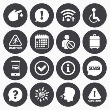 Dikkat ve ilgi simgeler. Bilgi işaretleri.