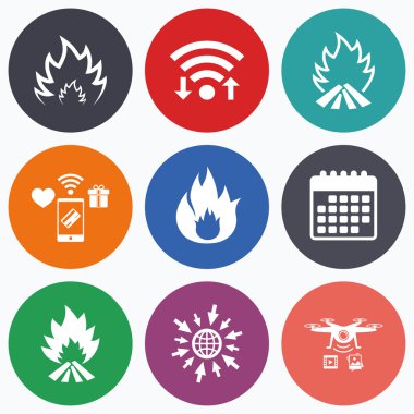 Yangın alev simgeler. Isı işaretleri.