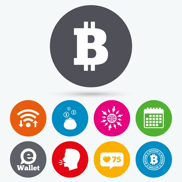 Ícones Bitcoin. Símbolo da carteira electrónica . — Vetor de Stock
