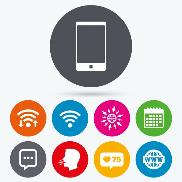 Komunikace ikony. Smartphone a chatu bublina. — Stockový vektor
