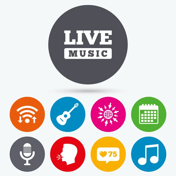 Musical elements icon. Microphone and guitar. — Stock Vector