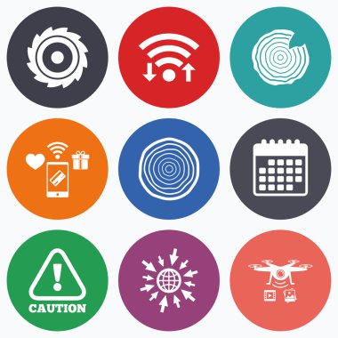 ahşap ve testere dairesel tekerlek simgeler