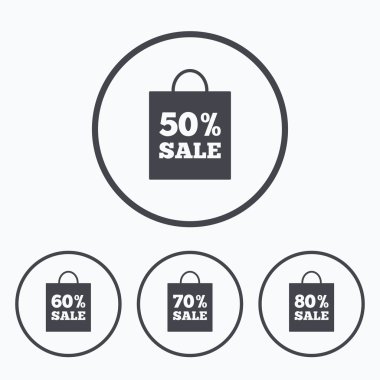 Satılık çanta etiketi simgeler.