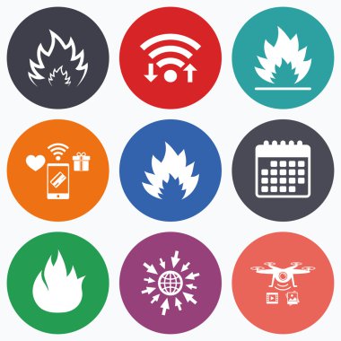 Yangın alev simgeler. Isı işaretleri.