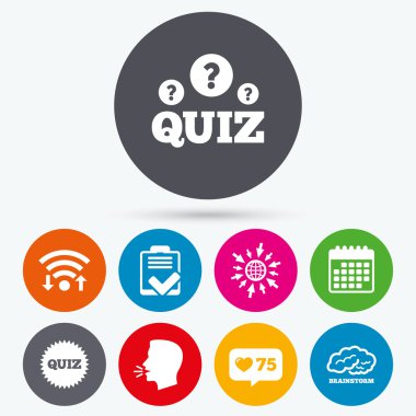 Simgeler quiz. Denetim listesi ve beyin fırtınası sembolleri.