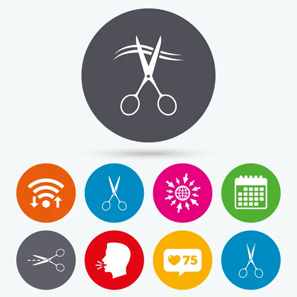 Scissors icons. Hairdresser or barbershop symbol — Stock Vector