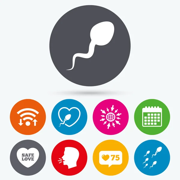 Sperm icons. Fertilization or insemination signs — Stock Vector