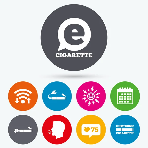 E-Cigarette signs. Electronic smoking icons. — Stock Vector