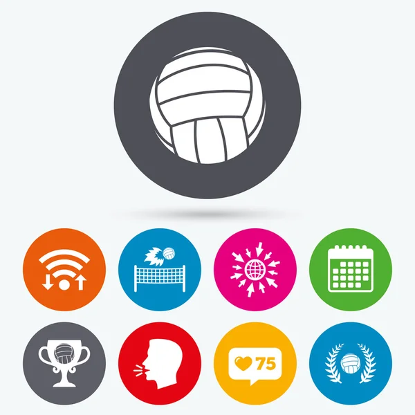Volleyboll och net ikoner. — Stock vektor