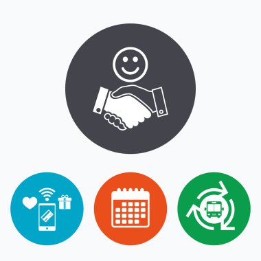 Gülümseme el sıkışma işareti simgesi.